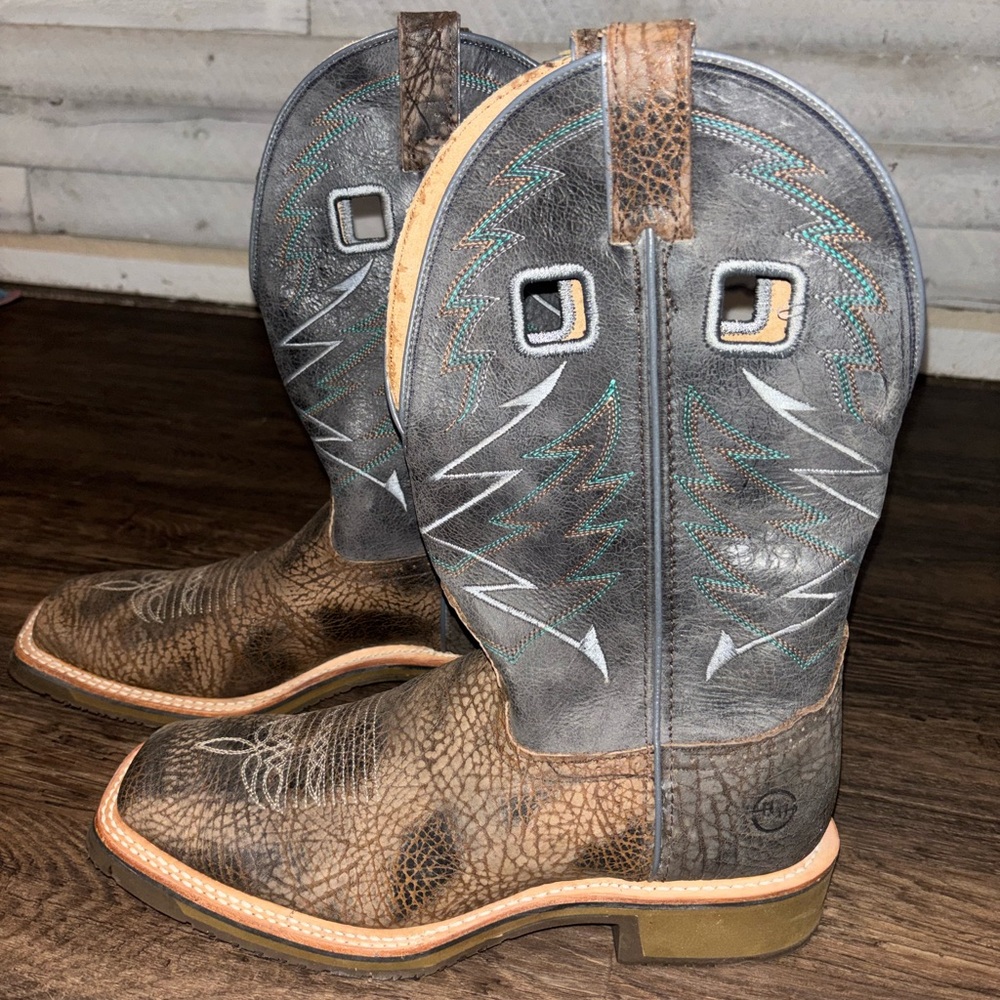 Men’s Double-H Brown and Gray Western Boots Brand New